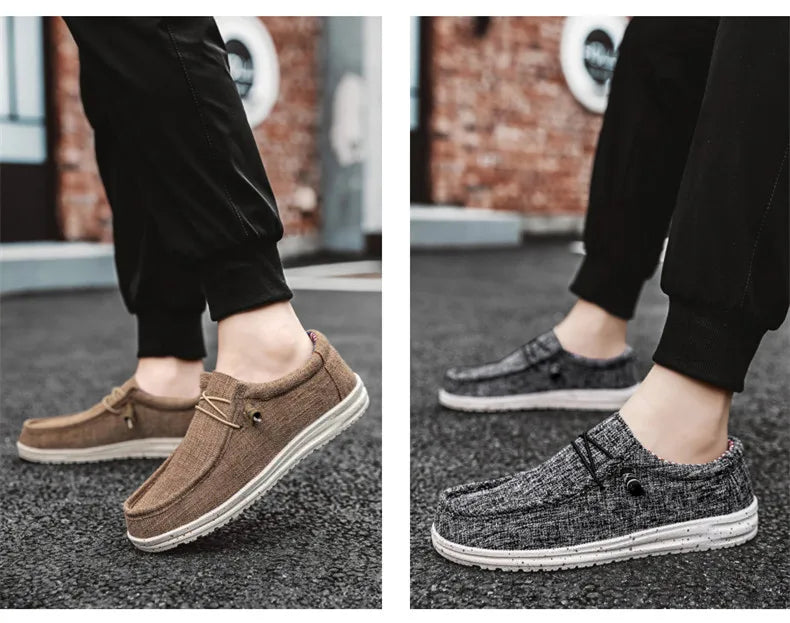 Zapatos informales de marca para hombre, zapatos de lona vaqueros a la moda, zapatos planos transpirables para caminar para hombre, zapatos ligeros de talla grande para exteriores, mocasines