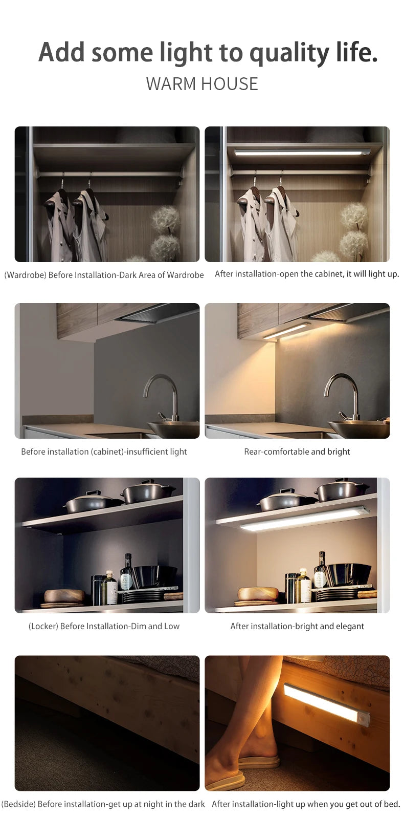 PZSUNLY Luz LED Ultrafina con Sensor para Gabinete