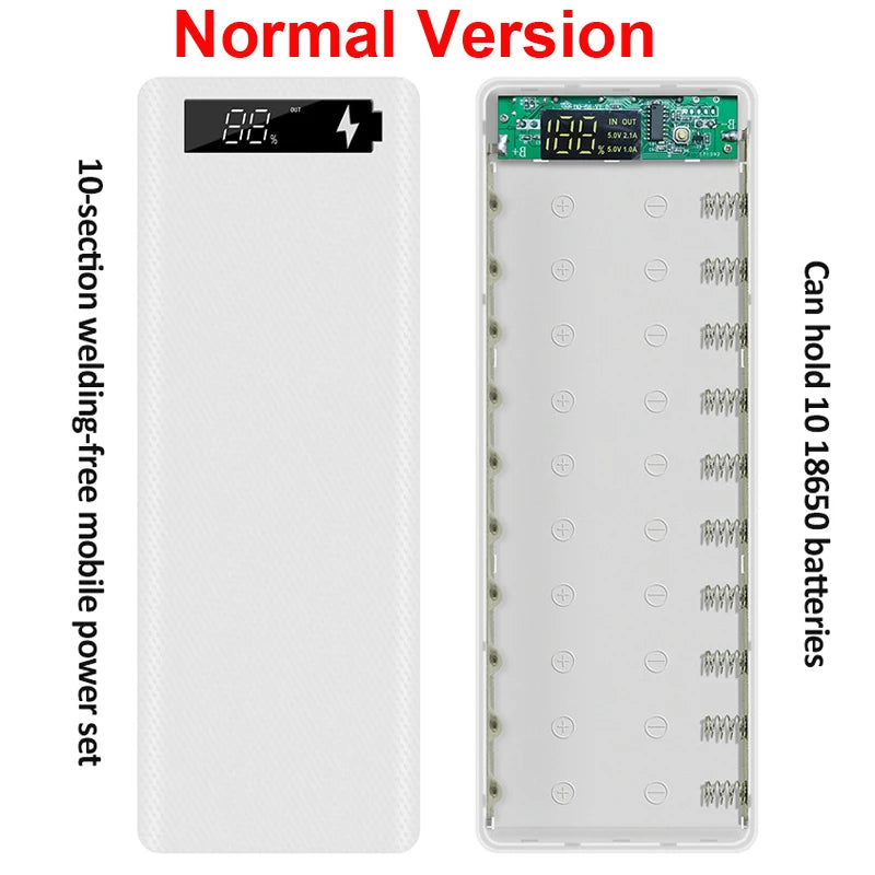 Estuche DIY para Power Bank 10x18650 con Carga Rápida QC 3.0