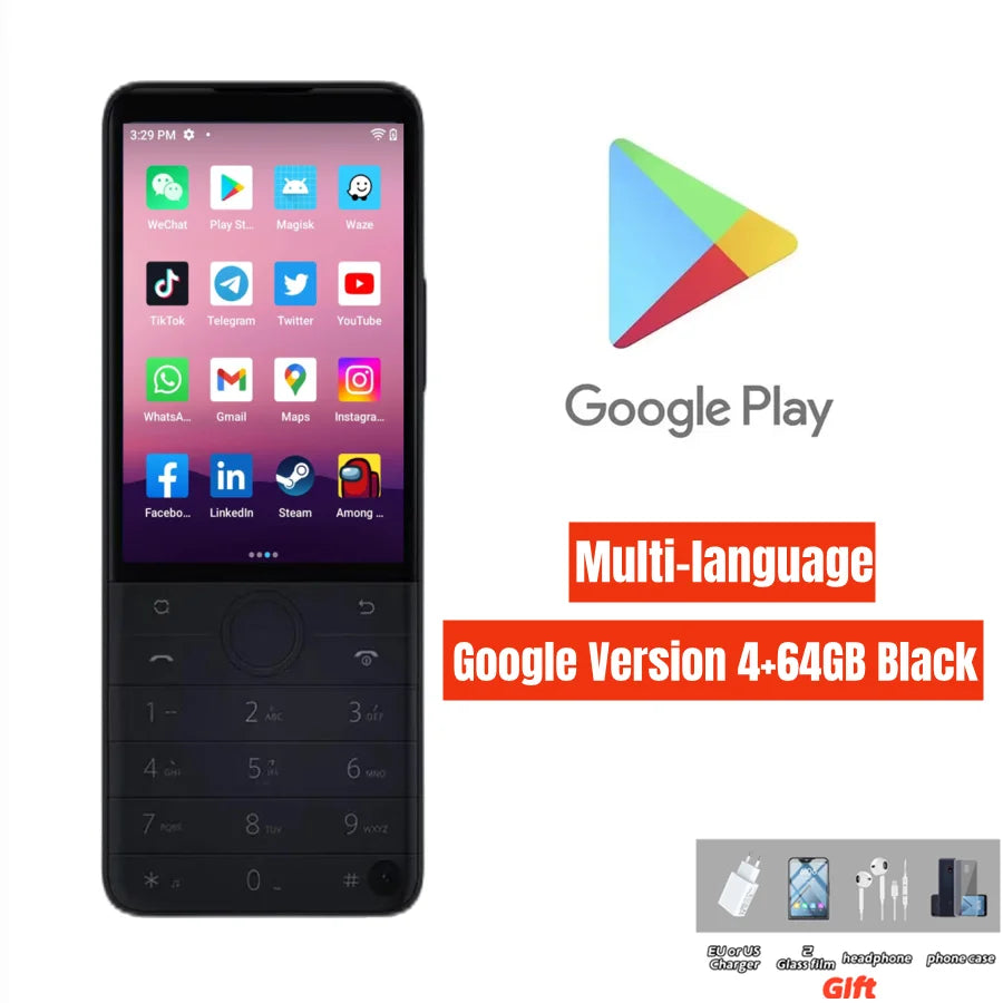 Nuevo Qin F22 Pro pantalla táctil inteligente teléfono Wifi 5G + 3,5 pulgadas 4GB 64GB agregar Google Store Android versión QinGlobal teléfono móvil