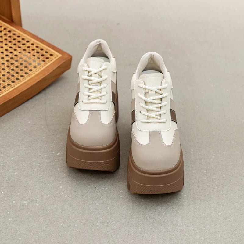 Zapatos de Tacon Alto con Plataforma para Mujer - Cuero con Cordones