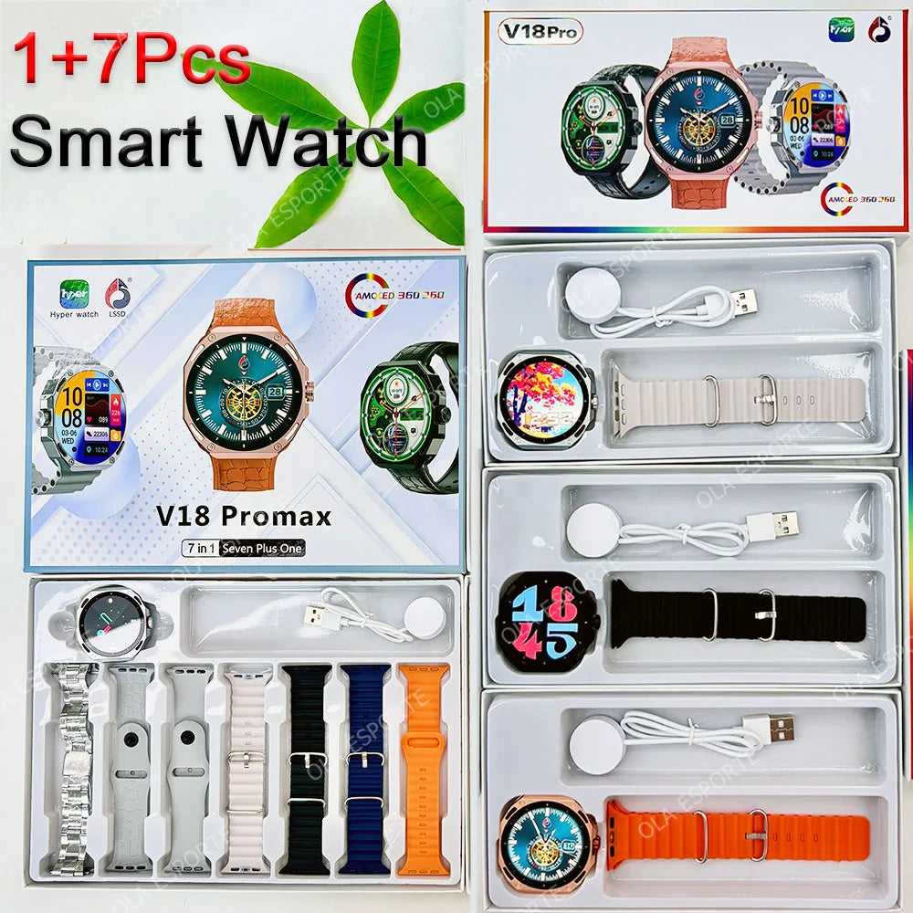 Reloj Inteligente AMOLED GPS con 7 Correas IP68