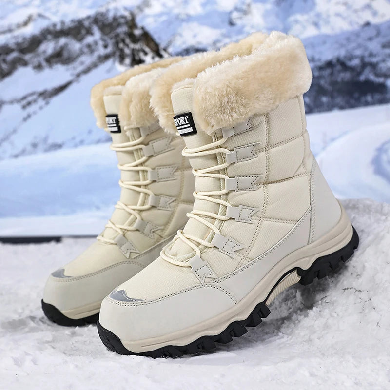 Botas de nieve para mujer forradas de felpa antideslizantes y cálidas