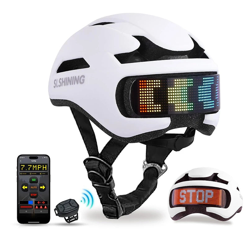 Casco de Bicicleta Ajustable con LED para Hombres y Mujeres, Casco de Ciclismo de Seguridad para Bicicleta de Montaña y Carretera con Pantalla LED