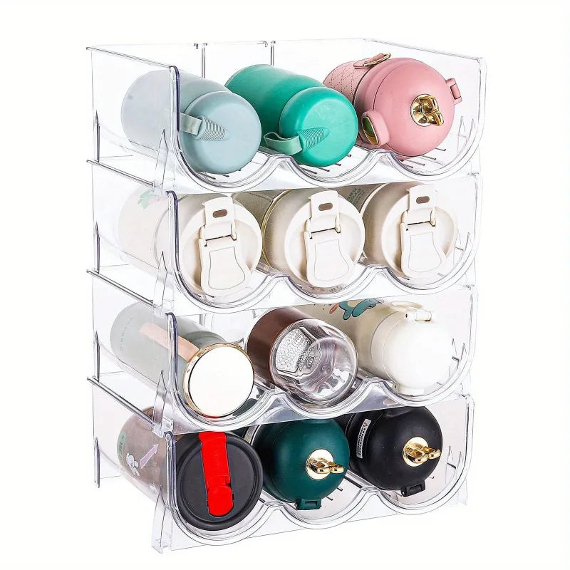 Estante modular expandible para almacenamiento de tazas, organizador transparente de 2 a 3 capas para vasos aislantes, copas de vino, encimera de cocina