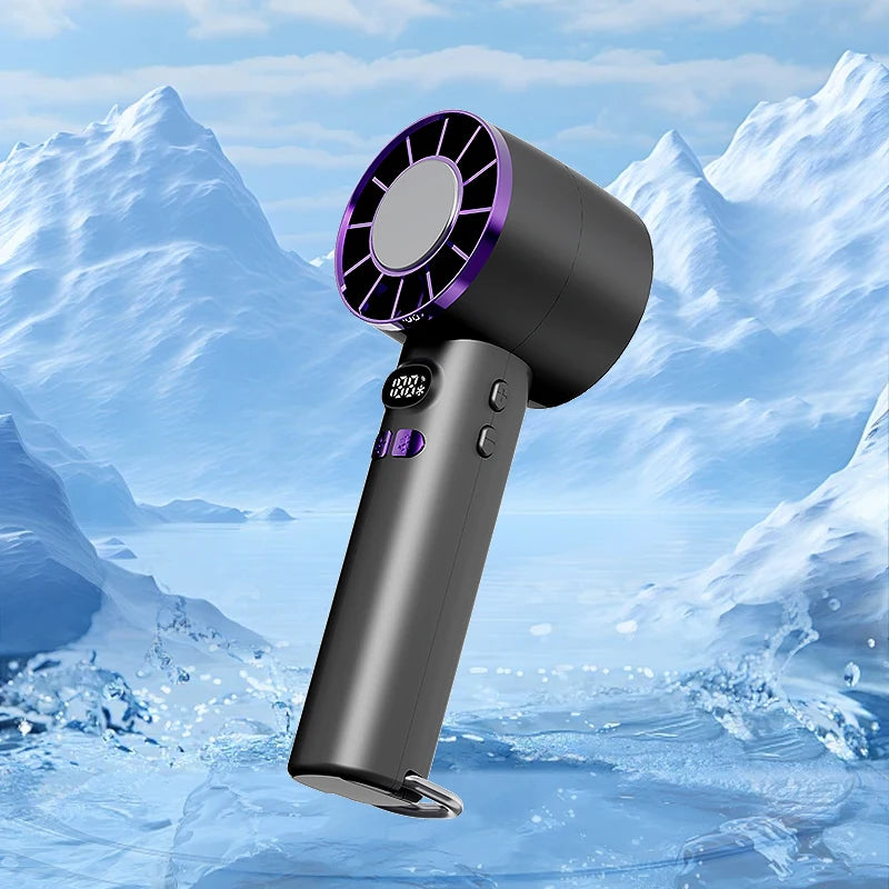 Ventilador de mano de alta velocidad, pantalla digital, compacto y portátil, fresco y refrescante, con ajuste de engranajes infinitos en verano