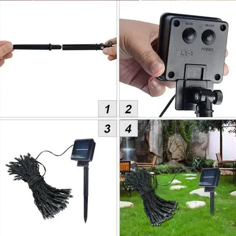 Guirnalda de luces solares para exteriores, impermeable, con 8 modos, para decoración de patio, jardín, árbol, fiesta