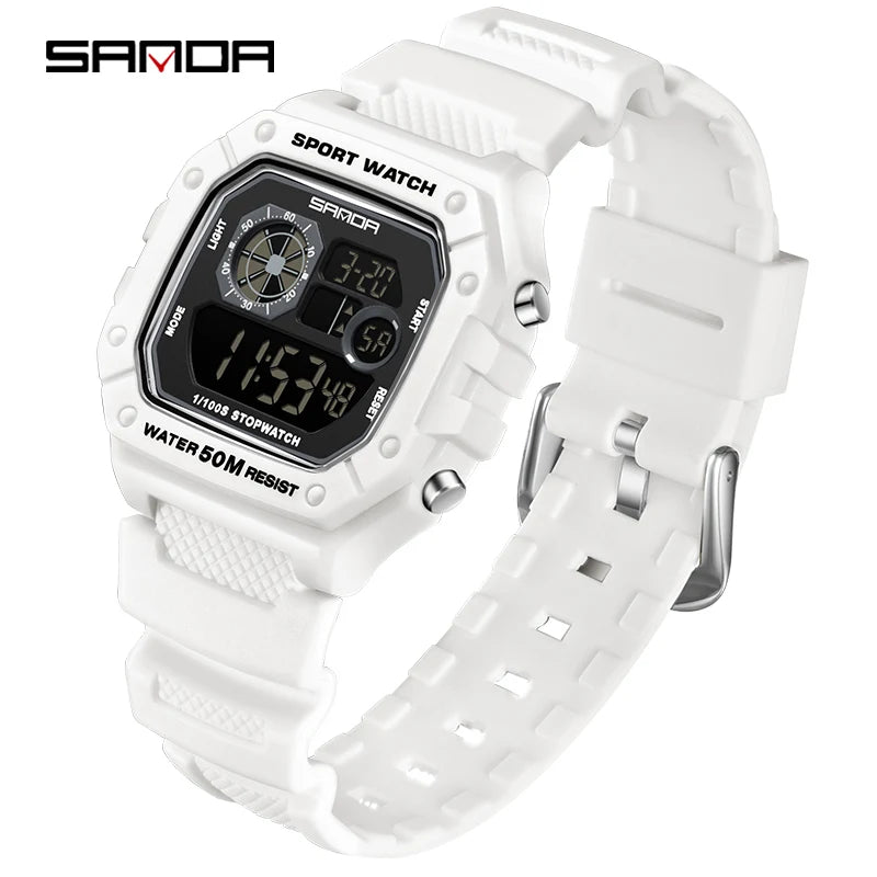 Reloj Digital SANDA 2202 para Hombre, LED Deportivo Impermeable 5 Bar
