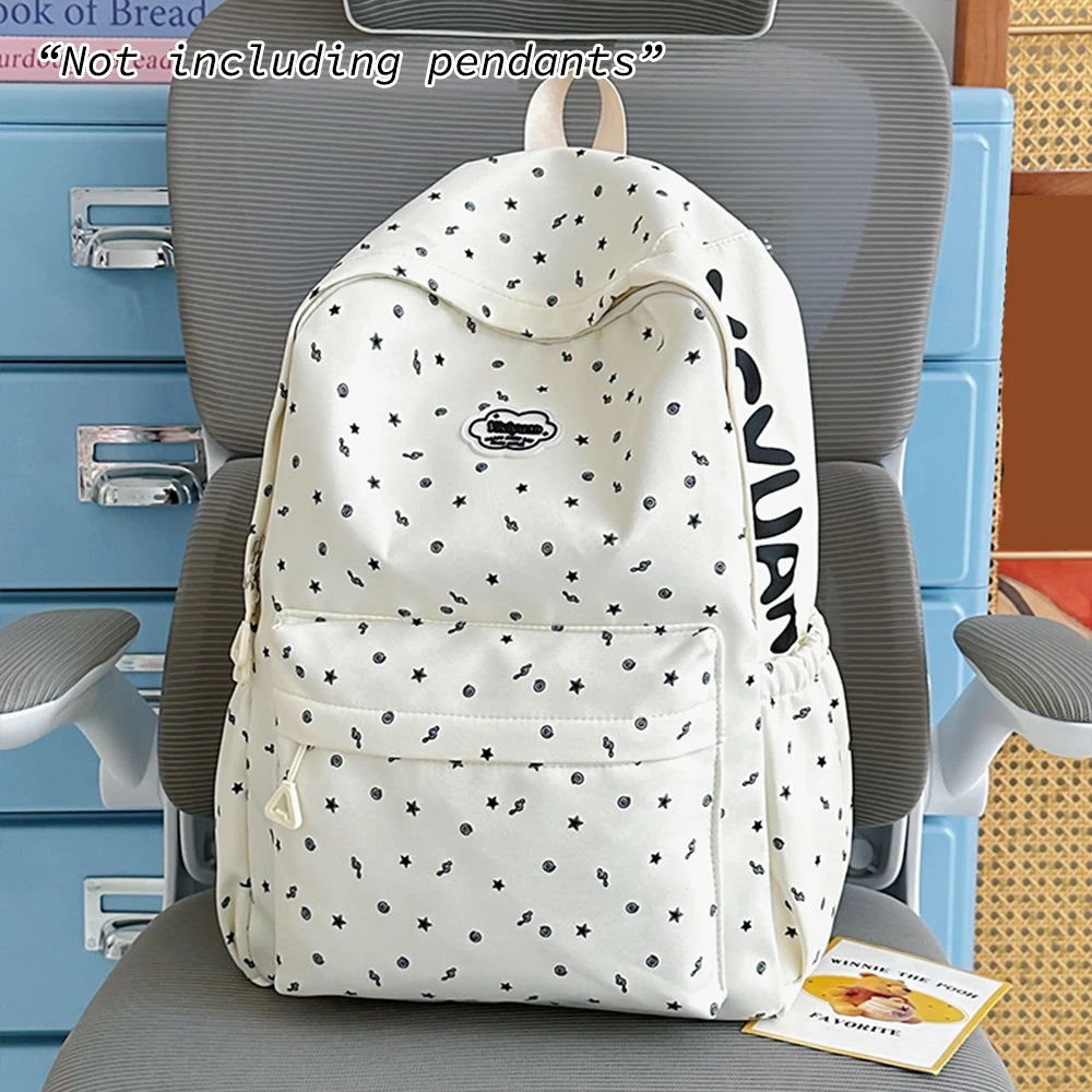 Mochila informal con estampado de estrellas, mochila espaciosa de nailon, bolso suave y duradero para adolescentes, para viajes diarios y viajes cortos