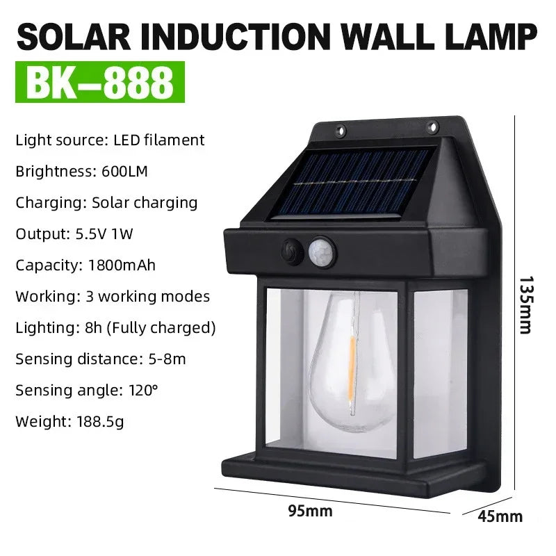 Lámpara Solar de Pared con Sensor para Porche