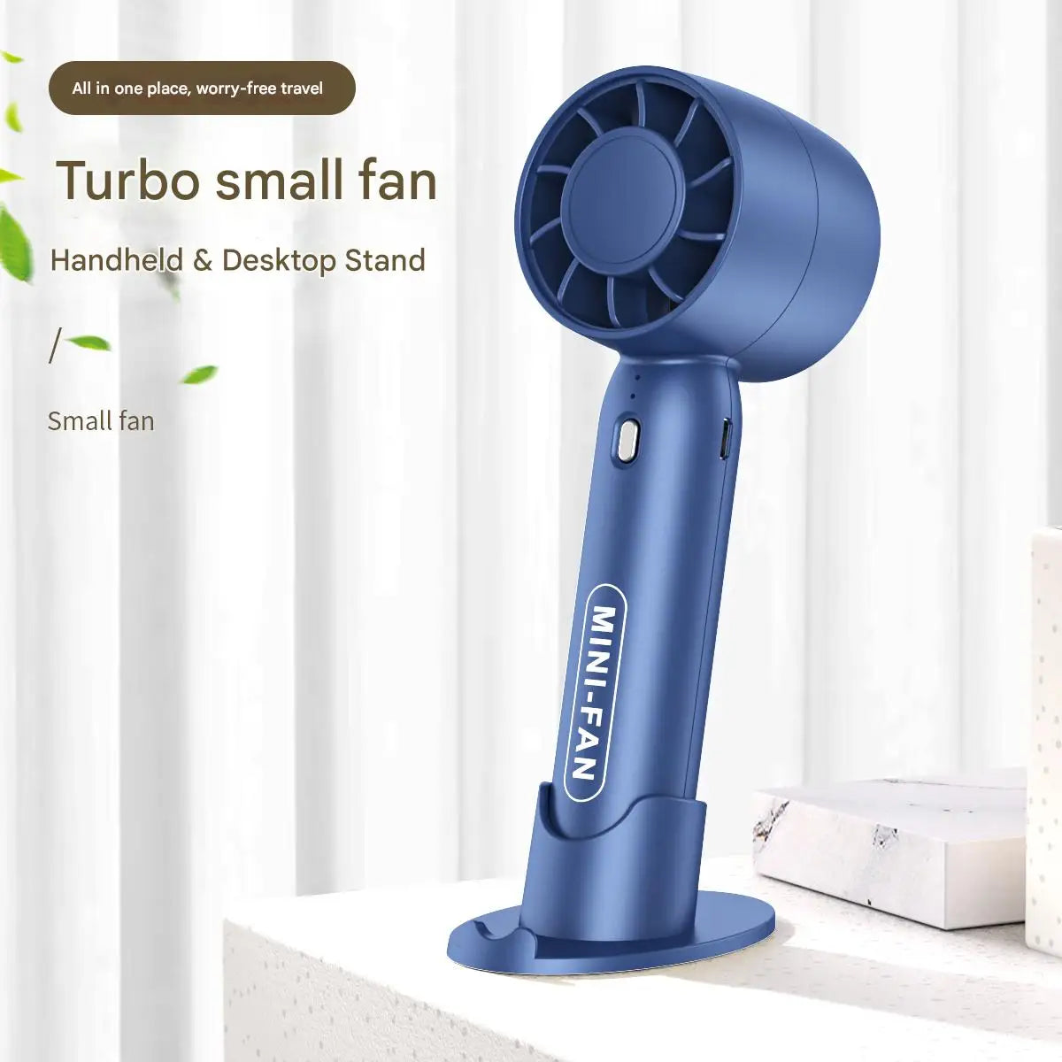 Turbo ventilador pequeño de mano con carga USB, mini soporte de escritorio ligero portátil para exteriores con batería de larga duración
