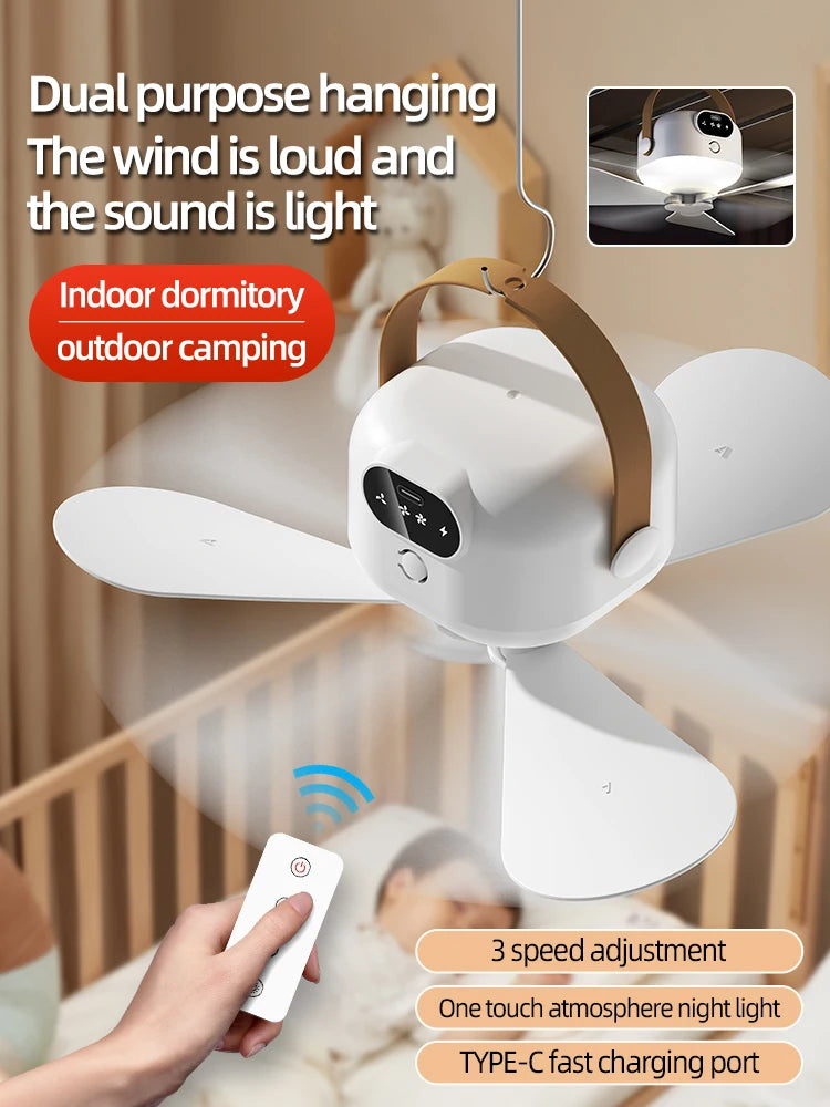 Mini Ventilador de Techo Portátil para Acampar