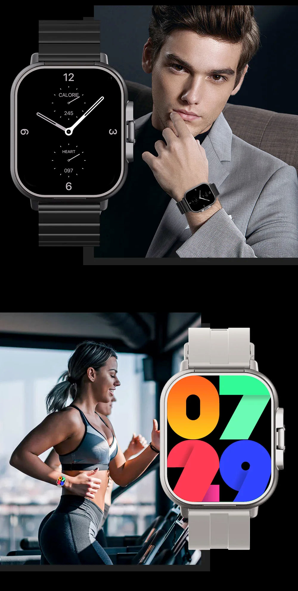 BT llamada diente azul auriculares relojes 2,01 "auriculares 2 en 1 reloj inteligente ritmo cardíaco deporte Fitness pulsera TWS auricular Smartwatch