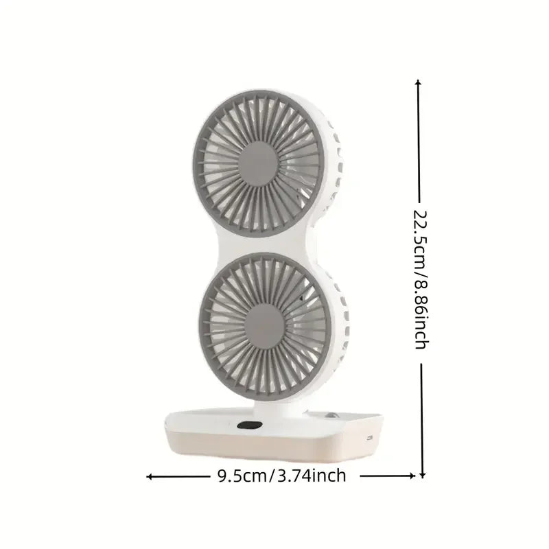 Ventilador vibrador multifunción de doble cabezal, dispositivo portátil con pantalla Digital de alta definición y 4 engranajes ajustables, luces nocturnas, novedad de 2024