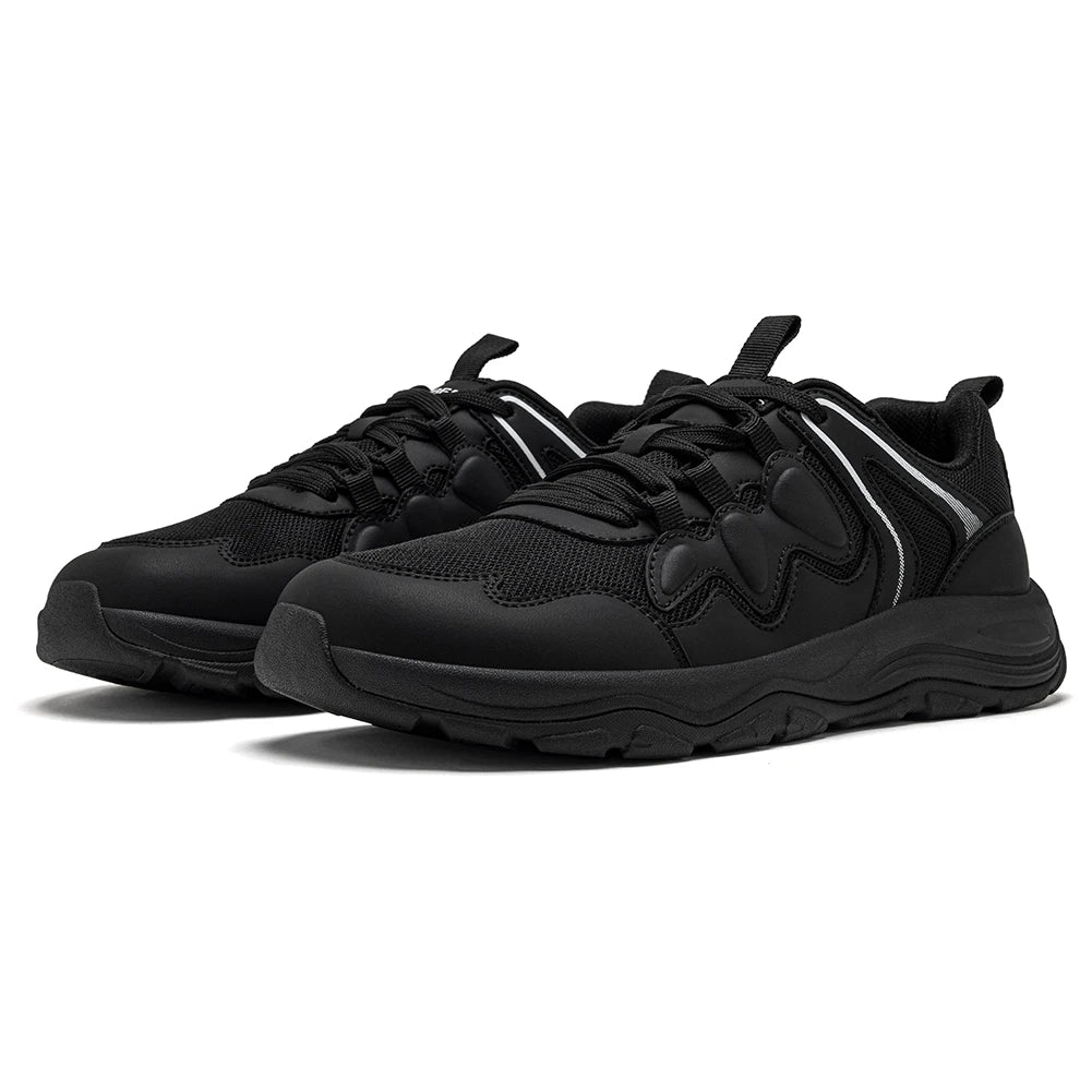 HOBIBEAR Zapatos para caminar con punta ancha, unisex, zapatillas deportivas para exteriores, de cuero artificial, con malla, con cordones, para aumentar la altura, para correr