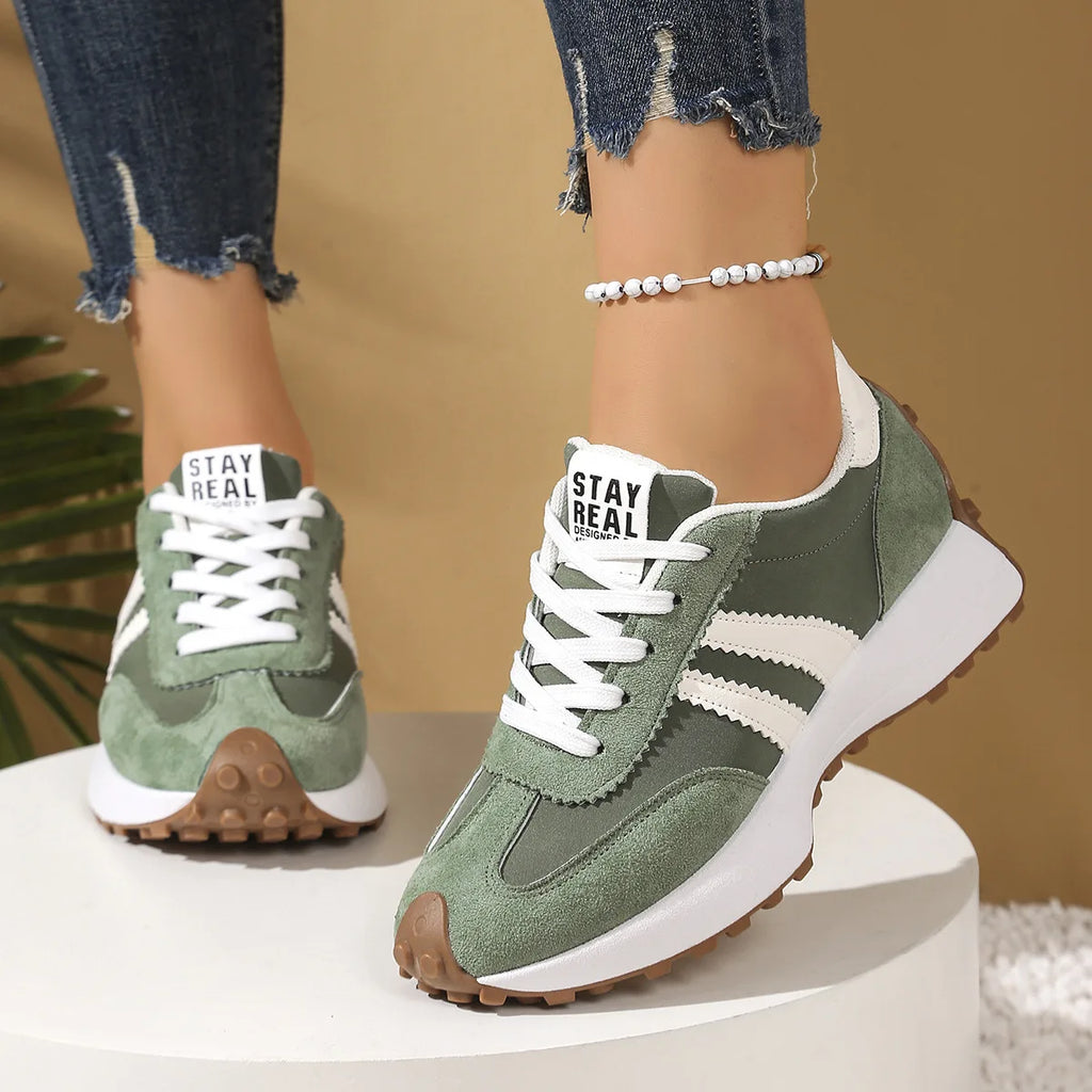 Nuevo 2025 zapatillas gruesas para mujer, zapatillas informales con plataforma a la moda, zapatillas ligeras de fondo suave para correr, zapatillas de deporte de malla de verano
