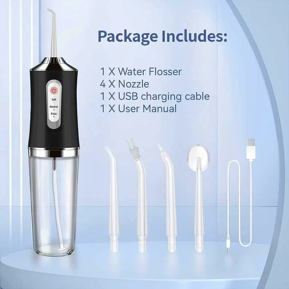 Irrigador de agua Dental inalámbrico portátil, irrigador de dientes bucales resistente al agua recargable de viaje, 4 modos Ipx7