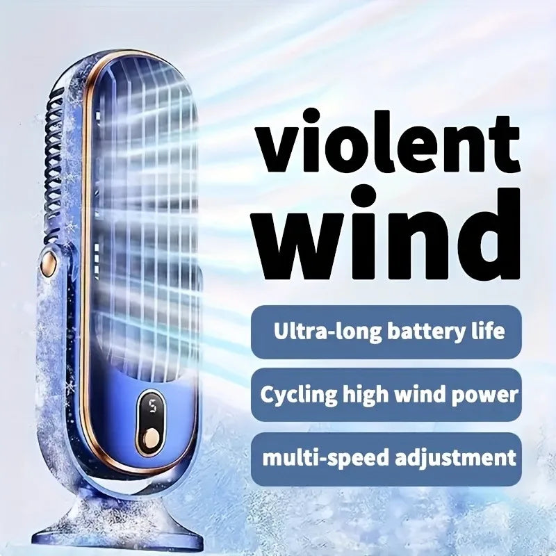 Ventilador de Aire Portátil con Motor Dual y 5 Velocidades 720°