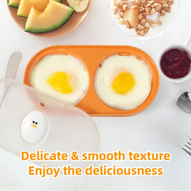 Joie-pulidor de huevos doble para microondas, cazador de huevos, caja de huevos fritos, caja de huevos al vapor para desayuno, herramientas para huevos, herramienta de cocina