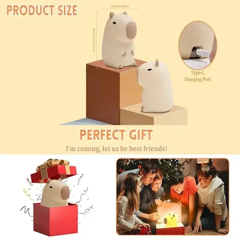 Luz nocturna de silicona suave: lámpara de noche regulable de 3 niveles con control táctil recargable por USB para guardería, niños, bebés y decoración de regalo
