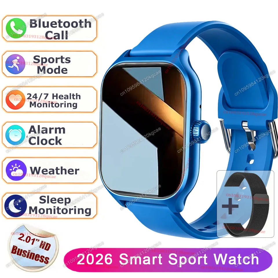 Reloj Inteligente para Hombre y Mujer, 2.01'', Resistente al Agua, Deportivo, con Respuesta a Llamadas, Monitor de Sueño, Podómetro, Alertas de Información, Nuevo