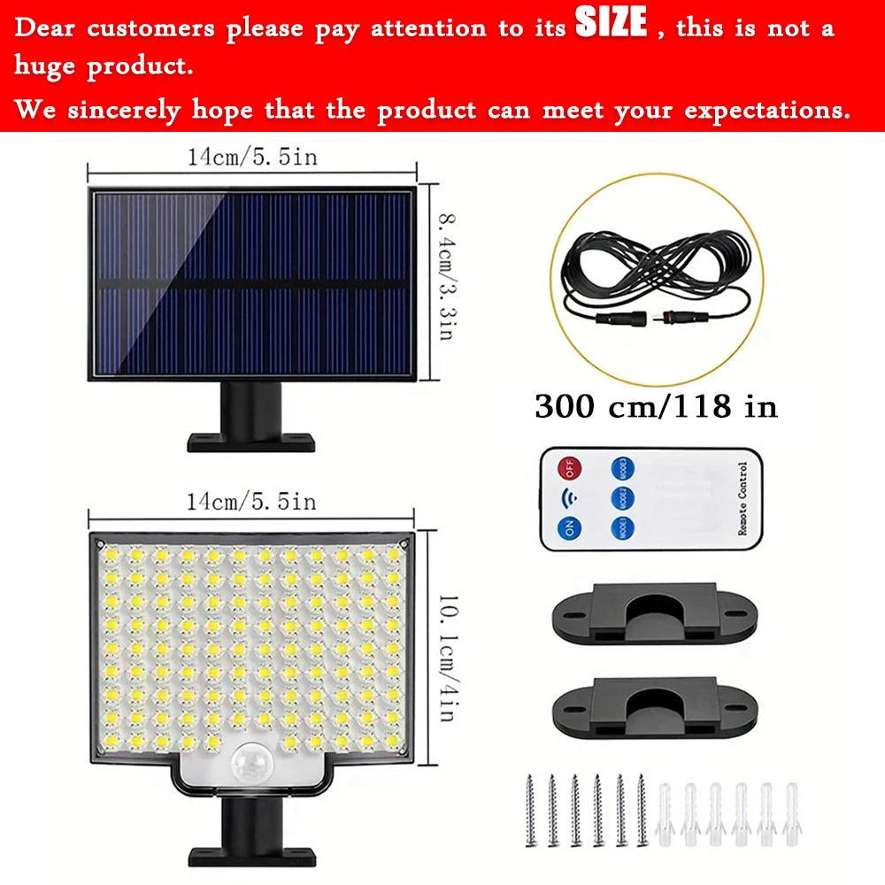 Luces Solares LED 106 con Sensor de Movimiento y Control Remoto