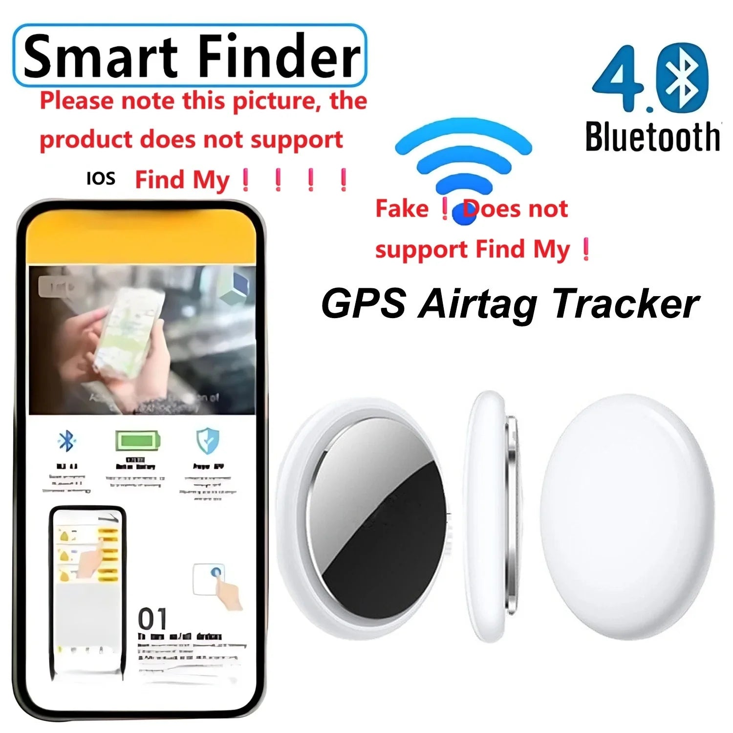 Etiqueta de Seguridad Bluetooth JSPTEC Basada en la Aplicación IOS Find My, Localizador Antipérdida IOS con Sonido, Recordatorio de Mensajes, Alarma, Buscador de Llaves IOS