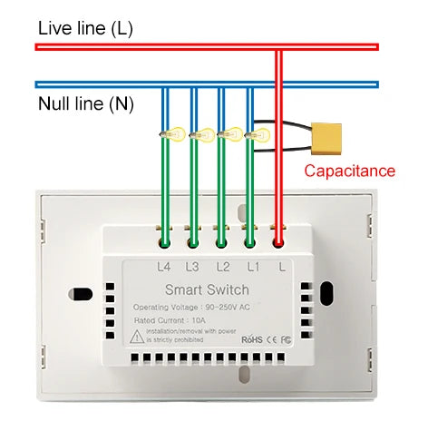 Interruptor táctil inteligente WiFi Tuya/Smart Life para lámparas, 220V-240V, 1-3 vías