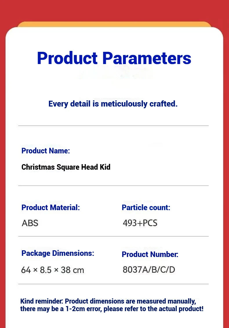 493 Uds. Juego de regalo de juguete de bloques de construcción de Navidad, ensamblaje de modelo de pingüino BrickHeadz de Papá Noel, adornos navideños para niños