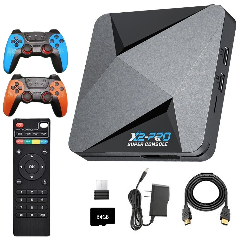 Consola de videojuegos Retro X2 Pro TV Box más de 100000 juegos con 2 Gamepads Super Console 4K 60+ emuladores de juegos para DC/Arcade/MAME/Sega