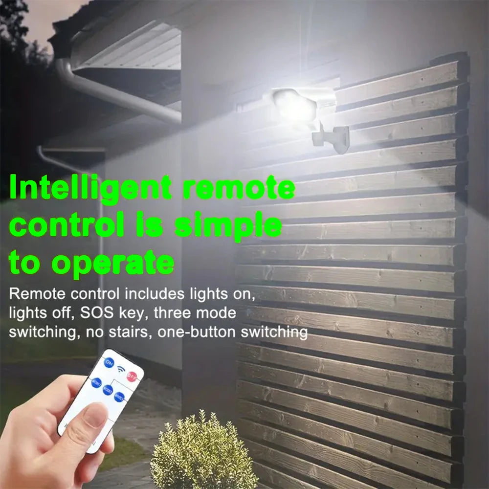 Lámpara Solar de Pared con Sensor de Movimiento y Cámara de Simulación 77 LED