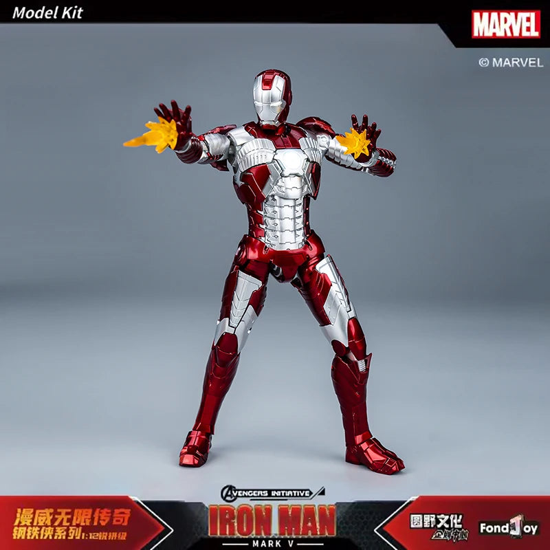 Figura de Anime de Iron Man MK5 de Marvel, Kit de Modelo a Escala 1/12, Serie Infinity Saga, Ironman Mark 5, Ensamblaje ABS, Articulaciones Móviles, Regalos y Juguetes