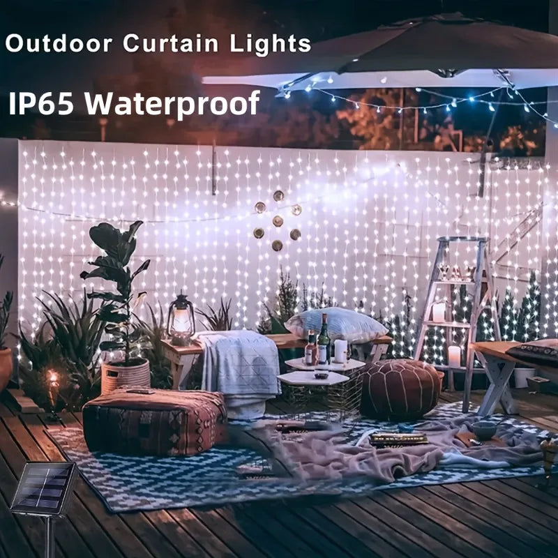 Luces de Cortina Solar LED para Jardín y Patio 100-300 LEDs