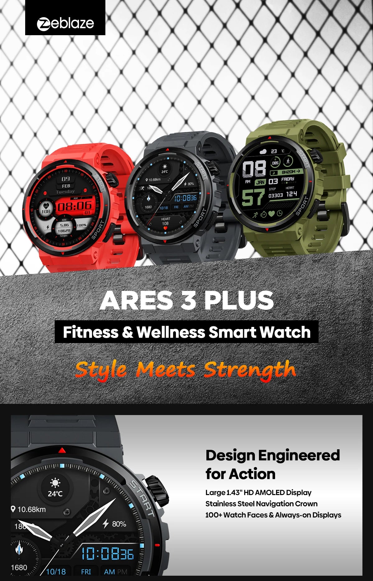 Zeblaze Ares 3 Plus Reloj Inteligente AMOLED