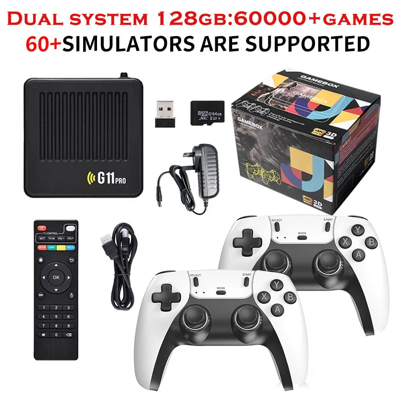 Reproductor multimedia y de juegos portátil G11 PRO 2 en 1 con pantalla 4K HD, chip de rendimiento estable, gran cantidad de juegos clásicos y casuales preinstalados y mandos inalámbricos; ideal para reuniones familiar