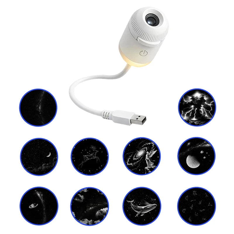 Mini proyector de estrellas galaxia con luz nocturna 2 en 1 y rotación 360°
