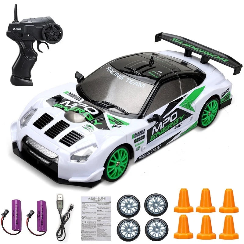 Coche de Carreras Teledirigido 2.4G 4WD, Modelos AE86, GTR, Ferrari, BMW