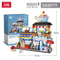 Bloques de Construcción LOZ-1219 Snack Street, Modelo DIY de Tienda de Té con Leche y Takoyaki, Decoración de Escritorio, Regalo Coleccionable para Adultos, Cumpleaños, Festividades