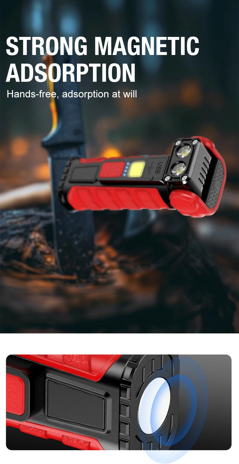 Linterna de Bolsillo LED Magnética Mini Llavero Alta Potencia