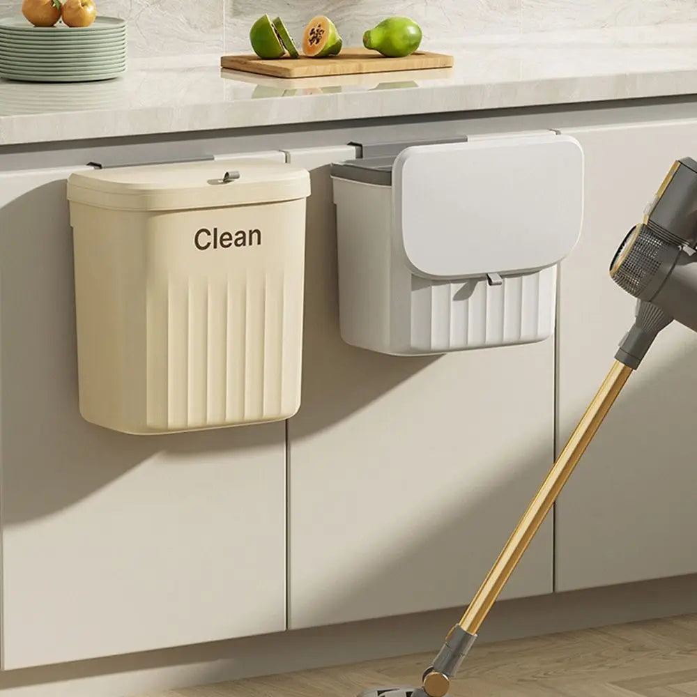 Cubo de compost para cocina con montaje bajo fregadero o en pared, con tapa