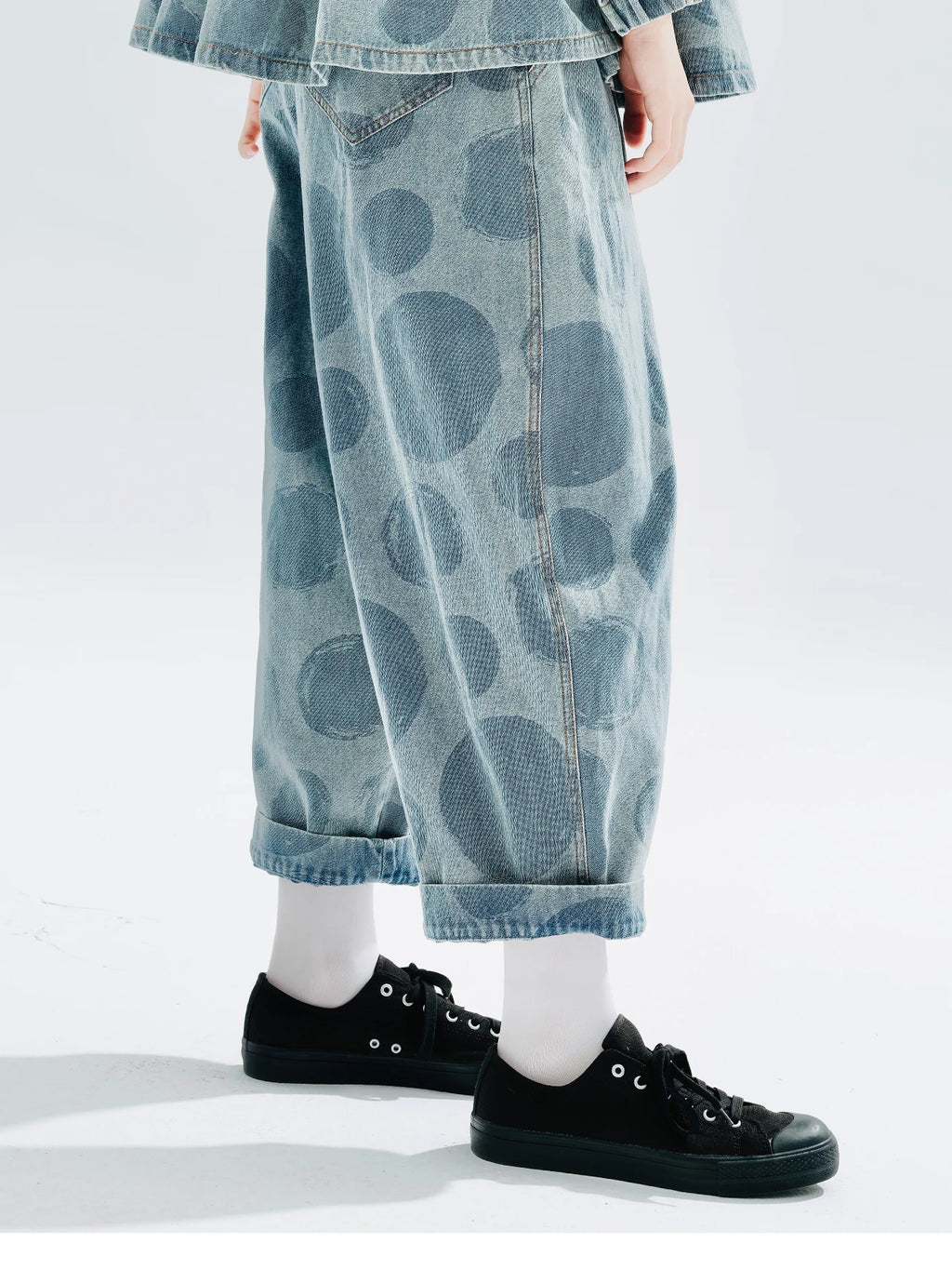 Pantalones Vaqueros de Algodón Holgados con Estampado