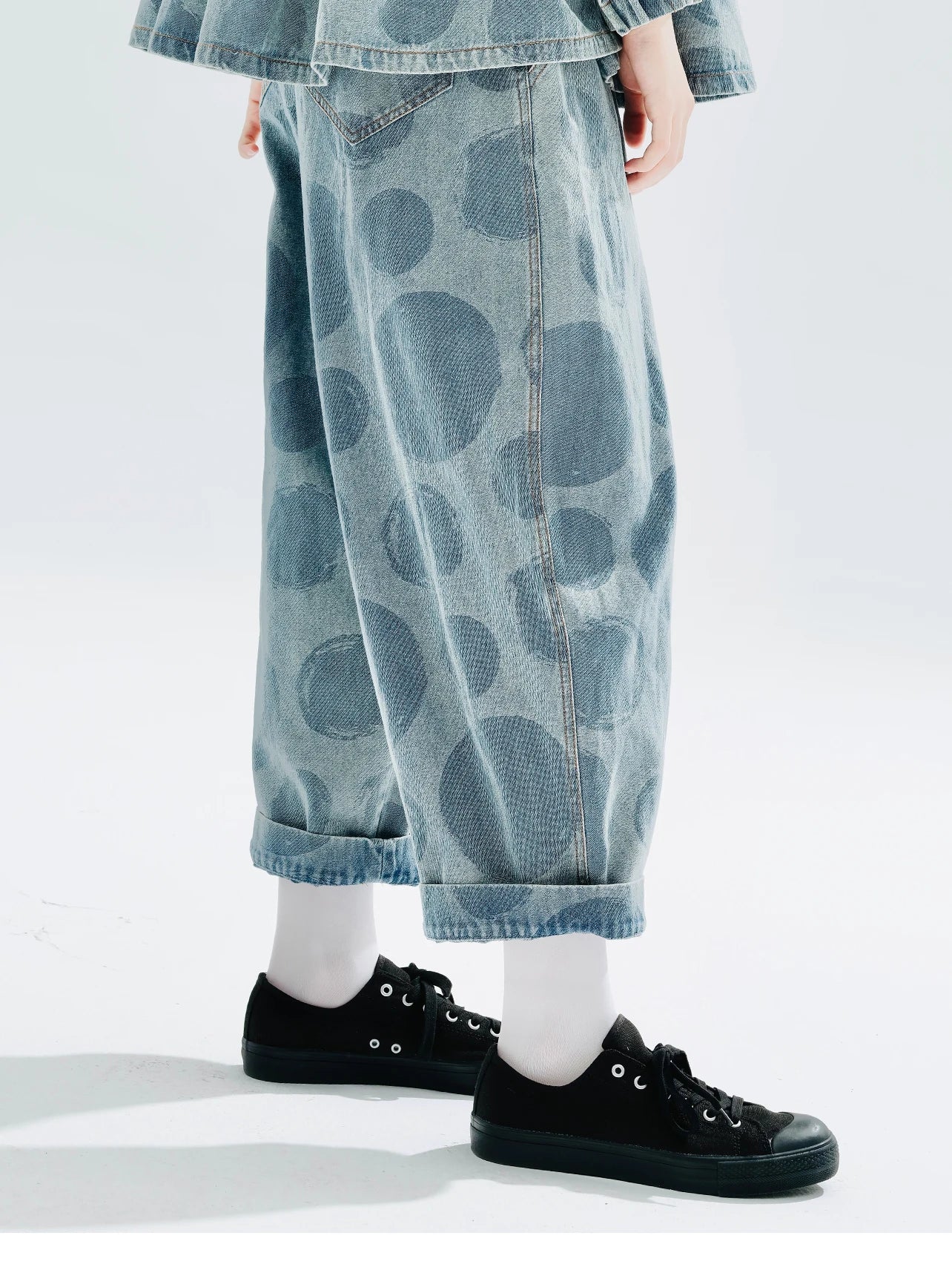 Pantalones Vaqueros de Algodón Holgados con Estampado