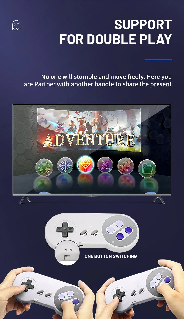Consola de Videojuegos Retro HD SF900 con Más de 5000 Juegos Integrados, Mando de Juego para TV con 2 Controles Inalámbricos, Juego Clásico SNES