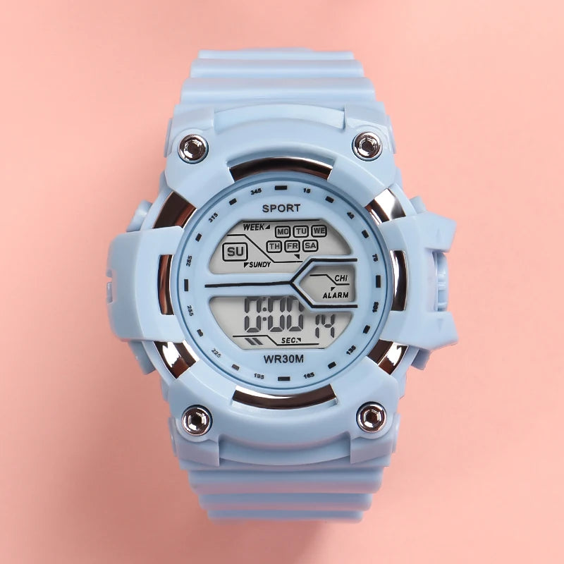 Relojes de moda para niños, reloj de pulsera electrónico multifuncional para niños y niñas, calendario con alarma luminosa resistente al agua para estudiantes