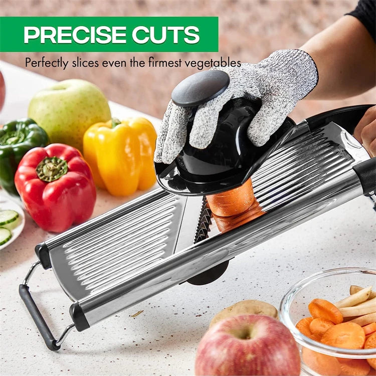Rebanador de mandolina ajustable LMETJMA, rebanador de verduras de acero inoxidable, cortador para patatas, tomate, cebolla, zanahoria JT213