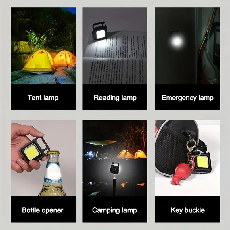 Mini Linterna COB Llavero USB Recargable para Camping