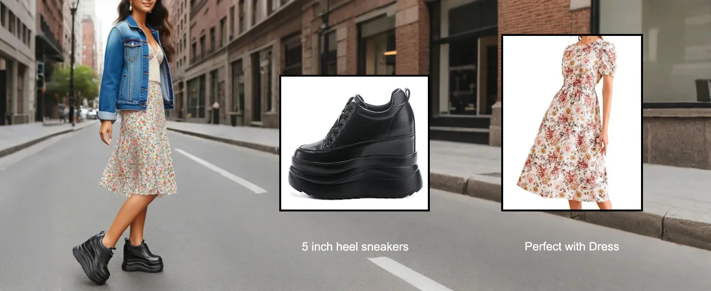 Zapatos deportivos Fujin con plataforma alta de 13 cm, zapatos planos con cuña, zapatillas gruesas, informales, cómodas, de alta gama, para caminar en otoño, 5 pulgadas