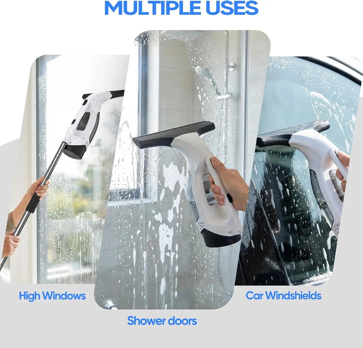Limpiador de Ventanas Eléctrico Multifuncional Inalámbrico, Recargable, Automático y Portátil