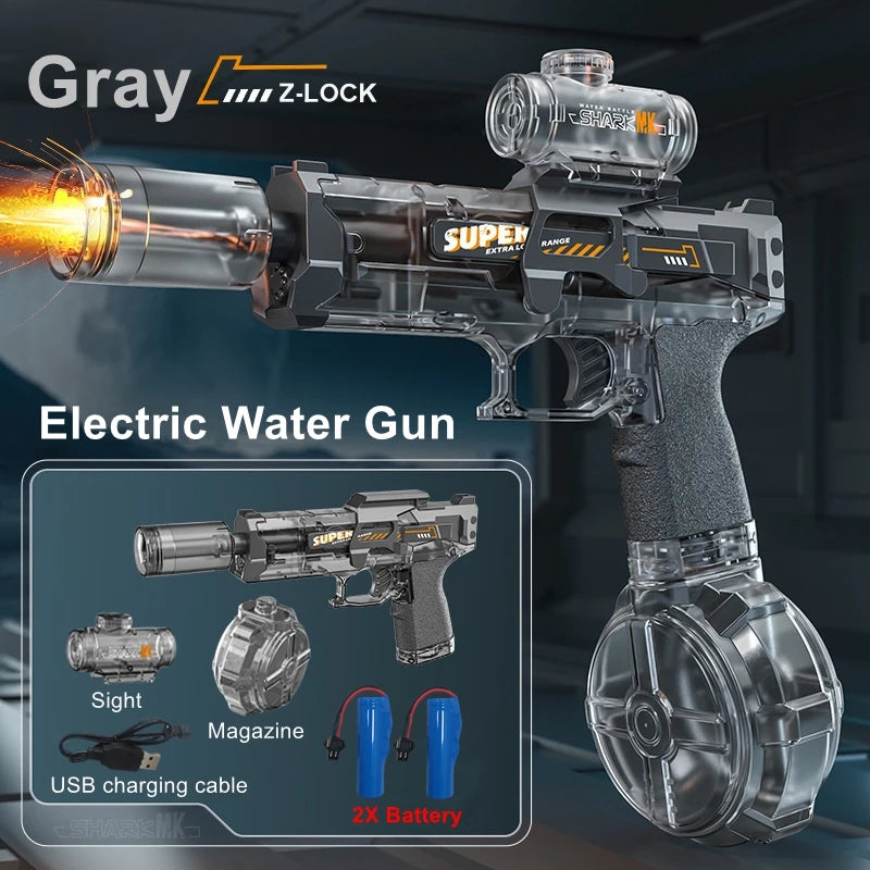 Pistola de Agua Eléctrica con LED y Llama para Niños y Adultos