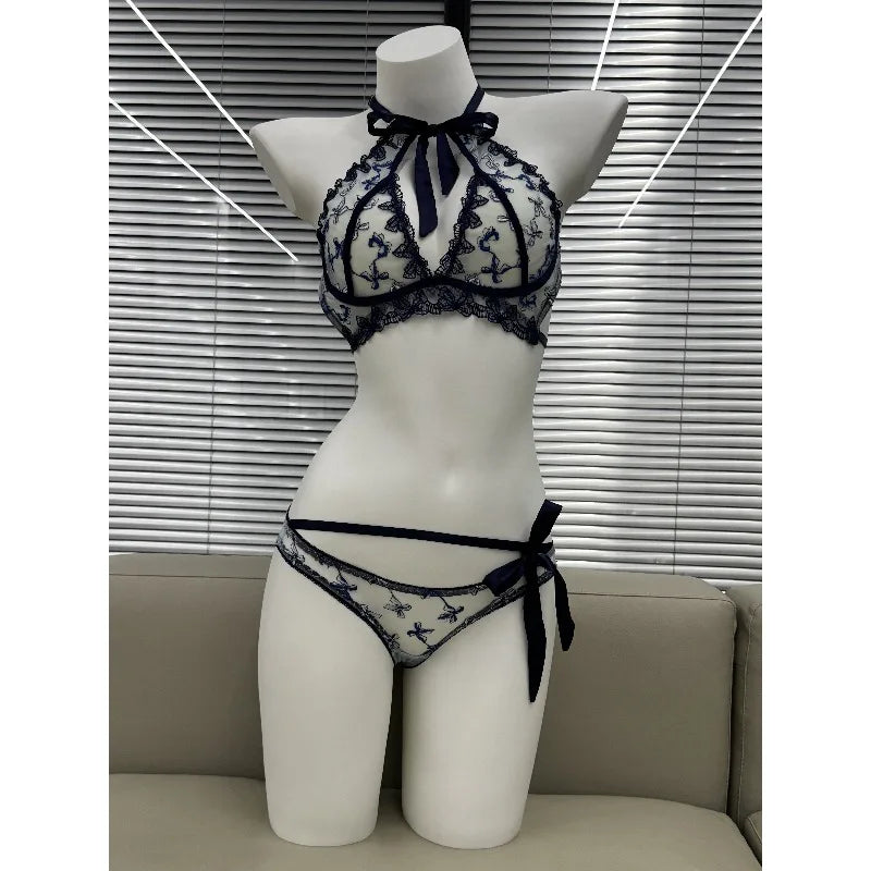 Conjunto de Bralette y Bragas con Bordado Mariposa para Mujer